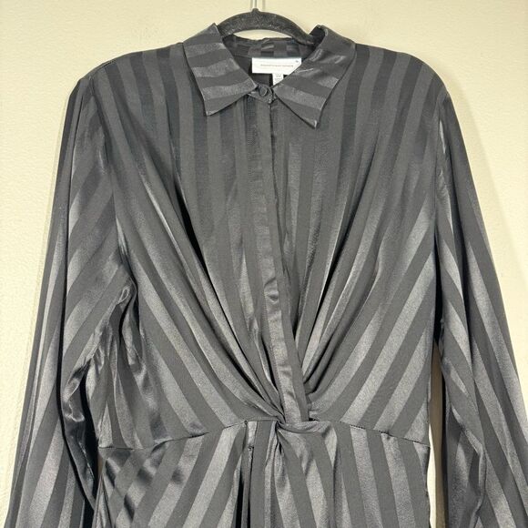 Significant Other Mini Shirt Dress Black Subtle Stripes Women’s Size 8 NWOT - Picture 2 of 9